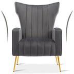 Fauteuil d'appoint à dossier haut en velours bleu/blanc/gris, une place