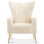 Fauteuil d'appoint à dossier haut en velours bleu/blanc/gris, une place