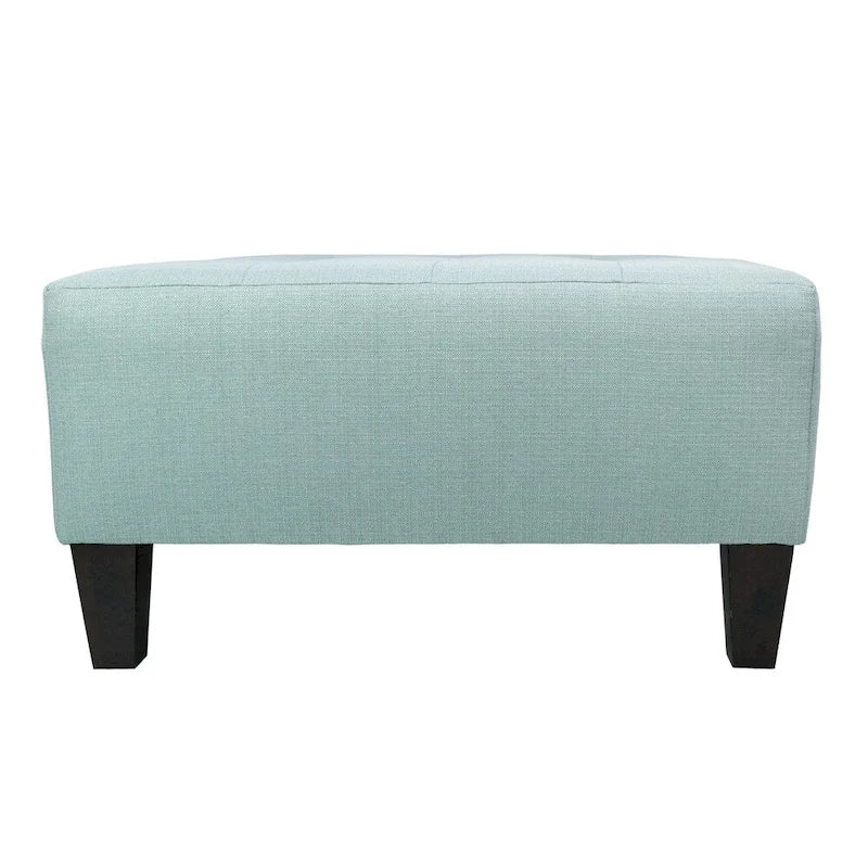 Pouf carré bleu brume marine, capitonné — 1 personne