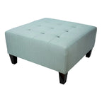 Pouf carré bleu brume marine, capitonné — 1 personne