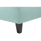 Pouf carré bleu brume marine, capitonné — 1 personne