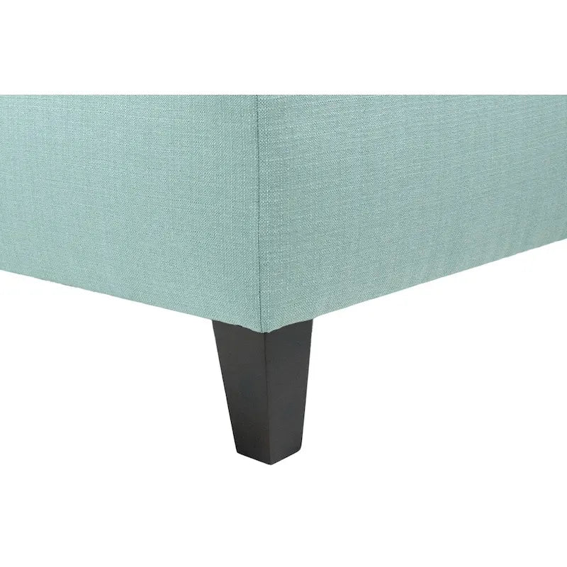 Pouf carré bleu brume marine, capitonné — 1 personne