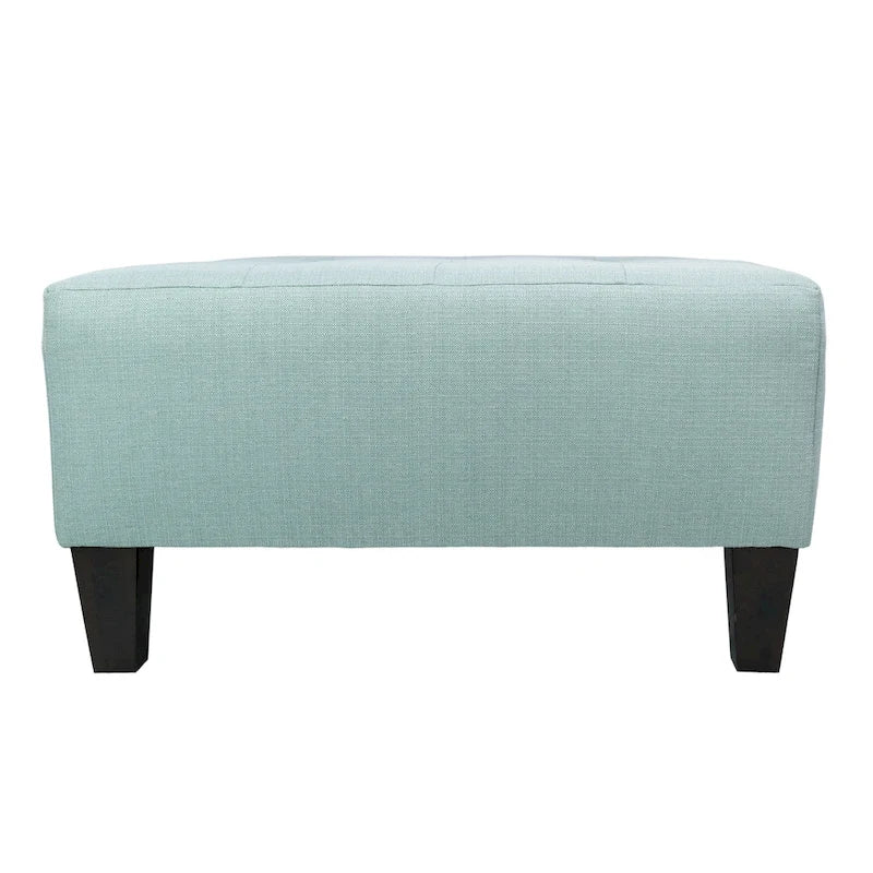 Pouf carré bleu brume marine, capitonné — 1 personne