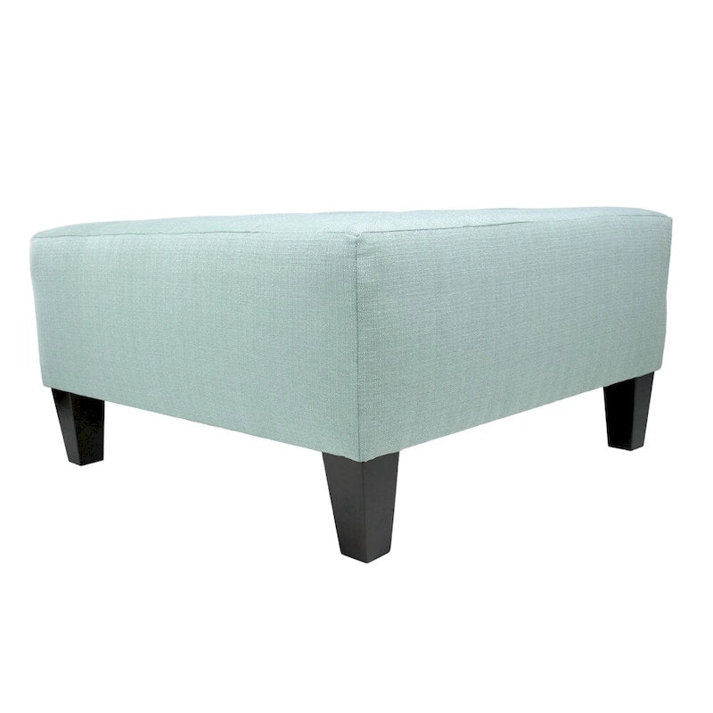 Pouf carré bleu brume marine, capitonné — 1 personne