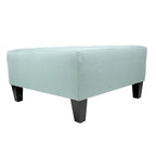Pouf carré bleu brume marine, capitonné — 1 personne
