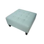 Pouf carré bleu brume marine, capitonné — 1 personne