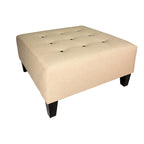 Pouf carré bleu brume marine, capitonné — 1 personne