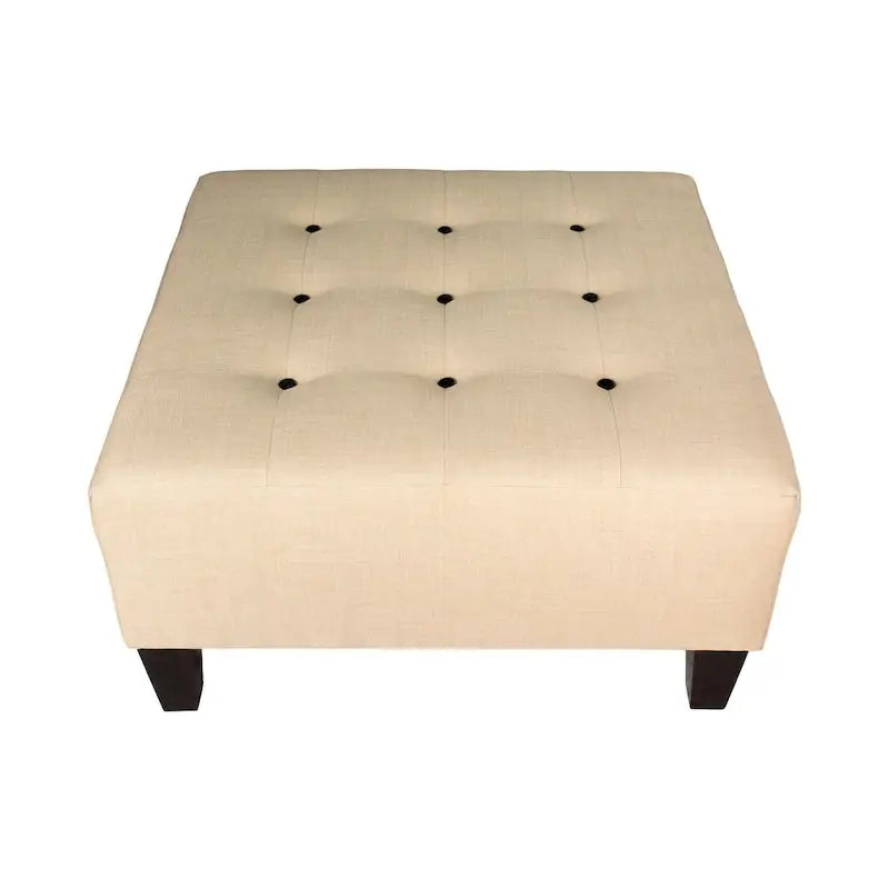 Pouf carré bleu brume marine, capitonné — 1 personne