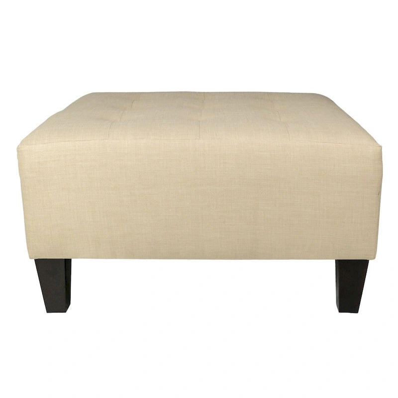 Pouf carré bleu brume marine, capitonné — 1 personne