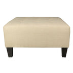 Pouf carré bleu brume marine, capitonné — 1 personne