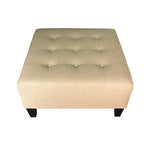 Pouf carré bleu brume marine, capitonné — 1 personne