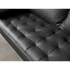 Causeuse 2 places mi-siècle en similicuir gris / marron / blanc / noir