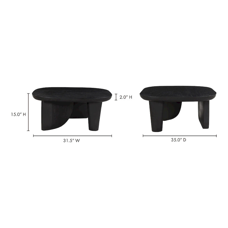 Table basse en bois d'acacia vieilli naturel et noir – Petite / Grande