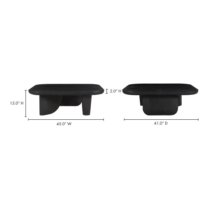 Table basse en bois d'acacia vieilli naturel et noir – Petite / Grande