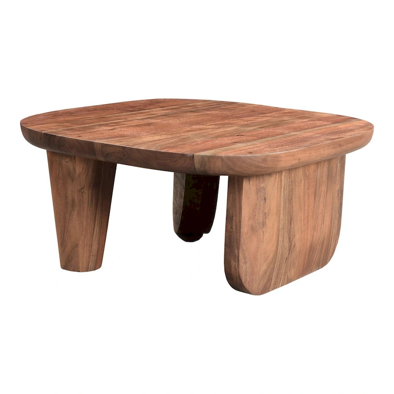 Table basse en bois d'acacia vieilli naturel et noir – Petite / Grande