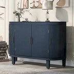 Buffet 2 portes motif antique bleu marine/noir/blanc/gris antique