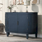 Buffet 2 portes motif antique bleu marine/noir/blanc/gris antique