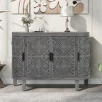 Buffet 2 portes motif antique bleu marine/noir/blanc/gris antique