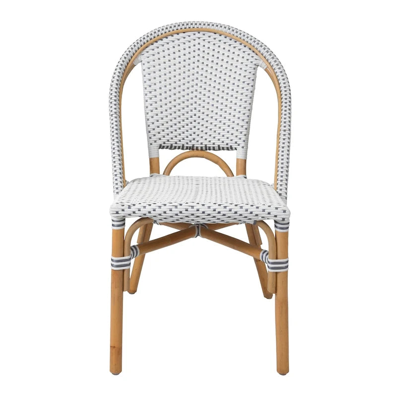 Chaise de bistrot en rotin blanc/gris — 1 place