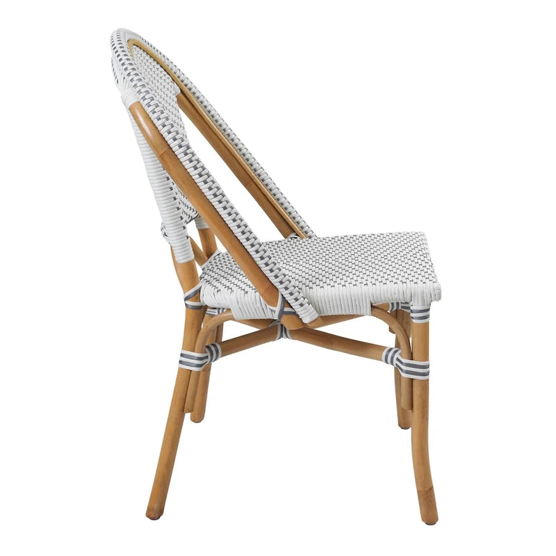 Chaise de bistrot en rotin blanc/gris — 1 place