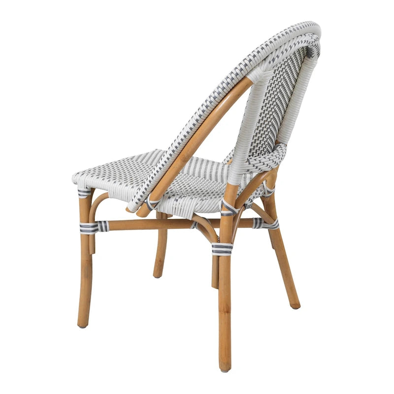 Chaise de bistrot en rotin blanc/gris — 1 place