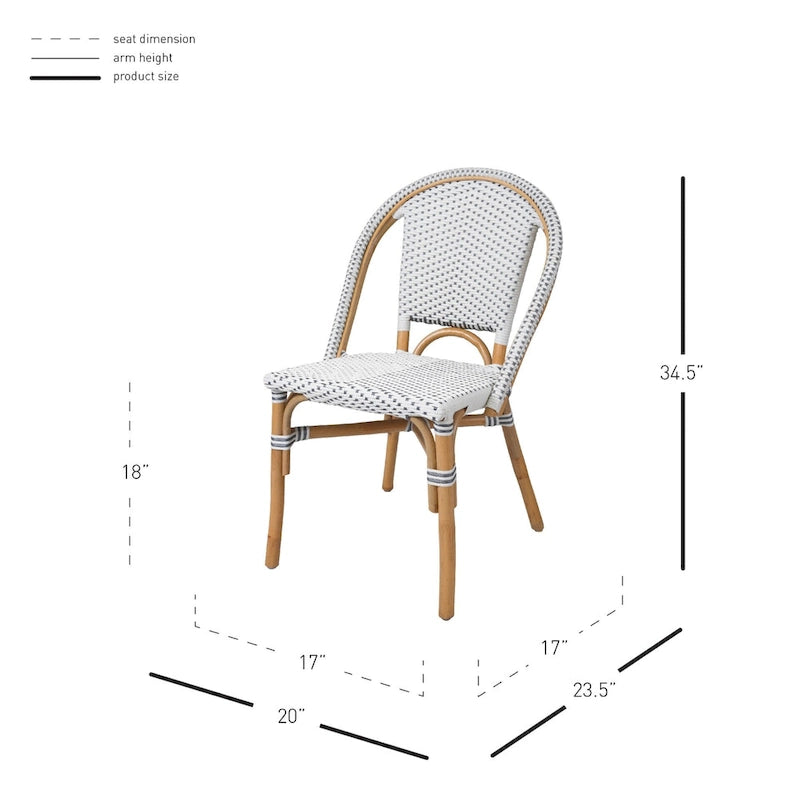 Chaise de bistrot en rotin blanc/gris — 1 place