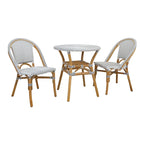 Chaise de bistrot en rotin blanc/gris — 1 place