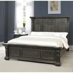 Ensemble de chambre à coucher en bois de noyer foncé – Lit, commode, miroir et 2 tables de chevet, très grand lit/grand lit