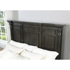 Ensemble de chambre à coucher en bois de noyer foncé – Lit, commode, miroir et 2 tables de chevet, très grand lit/grand lit