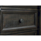 Ensemble de chambre à coucher en bois de noyer foncé – Lit, commode, miroir et 2 tables de chevet, très grand lit/grand lit