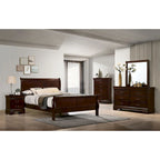 Commode 6 tiroirs avec miroir, coloris Cerise / Noir / Gris, style Transitionnel, ensemble 2 pièces