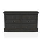 Commode 6 tiroirs avec miroir, coloris Cerise / Noir / Gris, style Transitionnel, ensemble 2 pièces