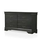 Commode 6 tiroirs avec miroir, coloris Cerise / Noir / Gris, style Transitionnel, ensemble 2 pièces