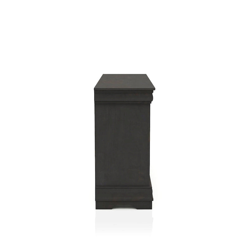 Commode 6 tiroirs avec miroir, coloris Cerise / Noir / Gris, style Transitionnel, ensemble 2 pièces