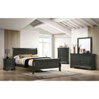 Commode 6 tiroirs avec miroir, coloris Cerise / Noir / Gris, style Transitionnel, ensemble 2 pièces