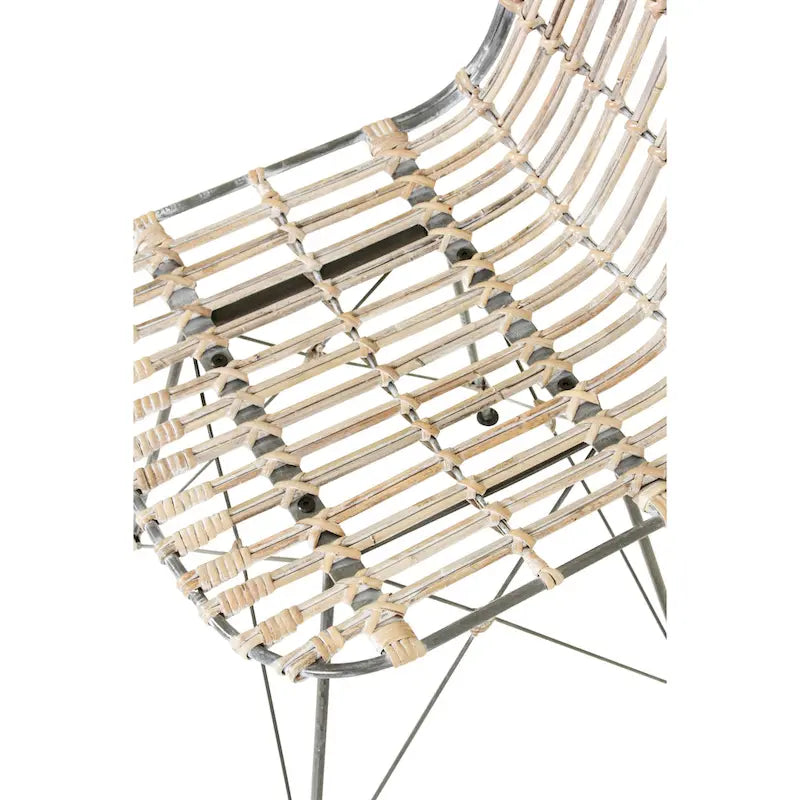 Chaises de salle à manger en rotin beige/gris de style Mid-Century, lot de 2