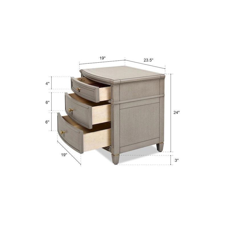 Table d'appoint à 3 tiroirs en bois gris/blanc, 1 personne