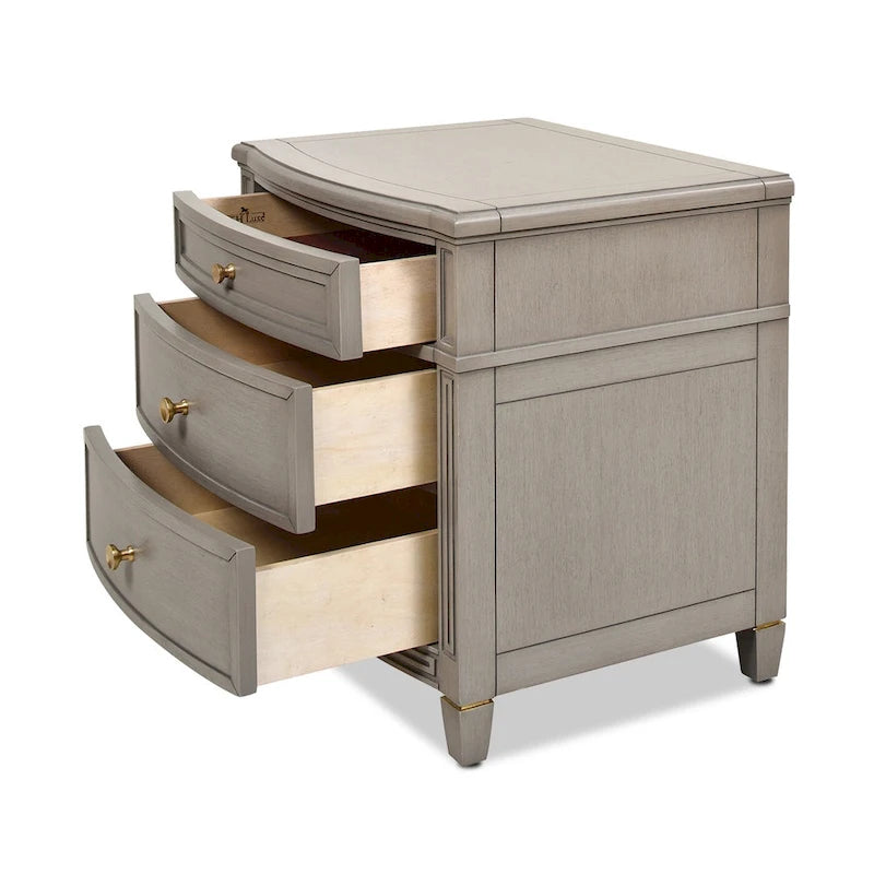 Table d'appoint à 3 tiroirs en bois gris/blanc, 1 personne