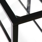 Meuble TV en métal noir/blanc avec étagères en verre trempé, compatible avec les téléviseurs jusqu'à 68 pouces, montage par 1 personne