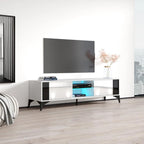 Meuble TV moderne blanc / gris / noir, convient aux téléviseurs jusqu'à 70"