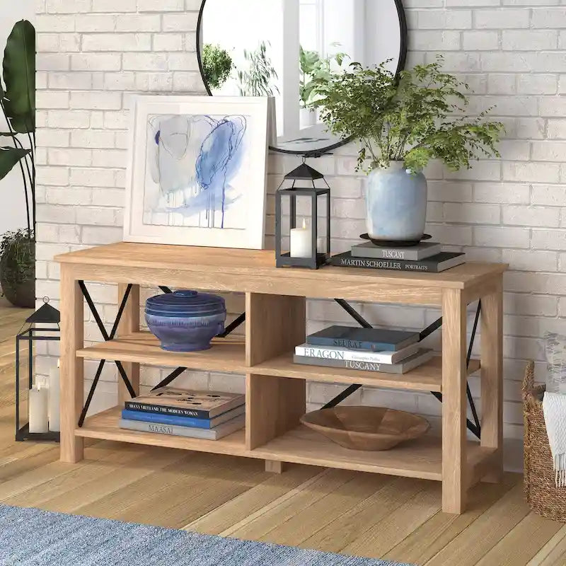 Meuble TV multi-couleurs à cadre en X pour téléviseurs jusqu'à 55 pouces