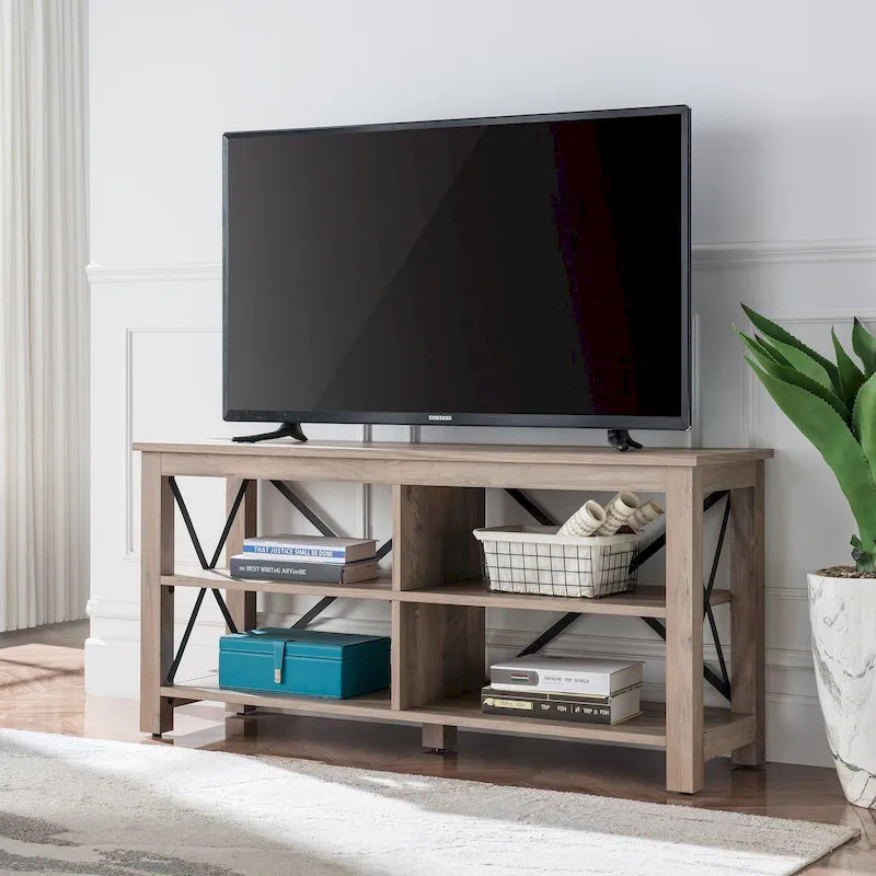 Meuble TV multi-couleurs à cadre en X pour téléviseurs jusqu'à 55 pouces