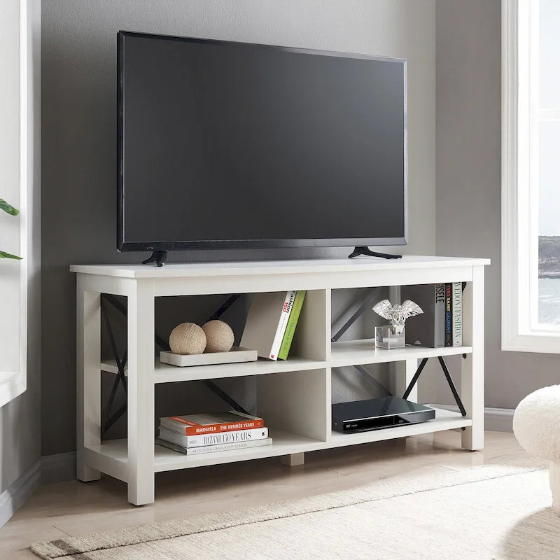 Meuble TV multi-couleurs à cadre en X pour téléviseurs jusqu'à 55 pouces