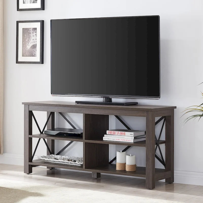Meuble TV multi-couleurs à cadre en X pour téléviseurs jusqu'à 55 pouces