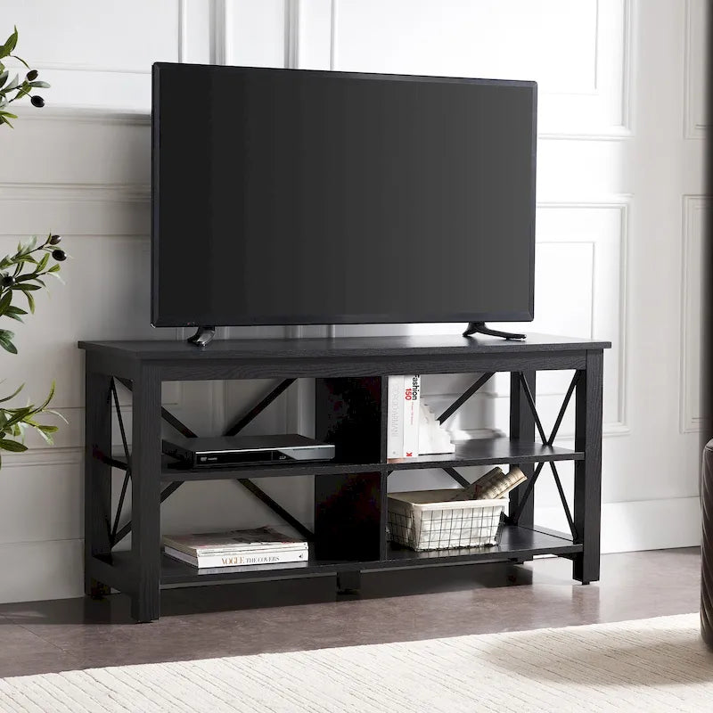 Meuble TV multi-couleurs à cadre en X pour téléviseurs jusqu'à 55 pouces