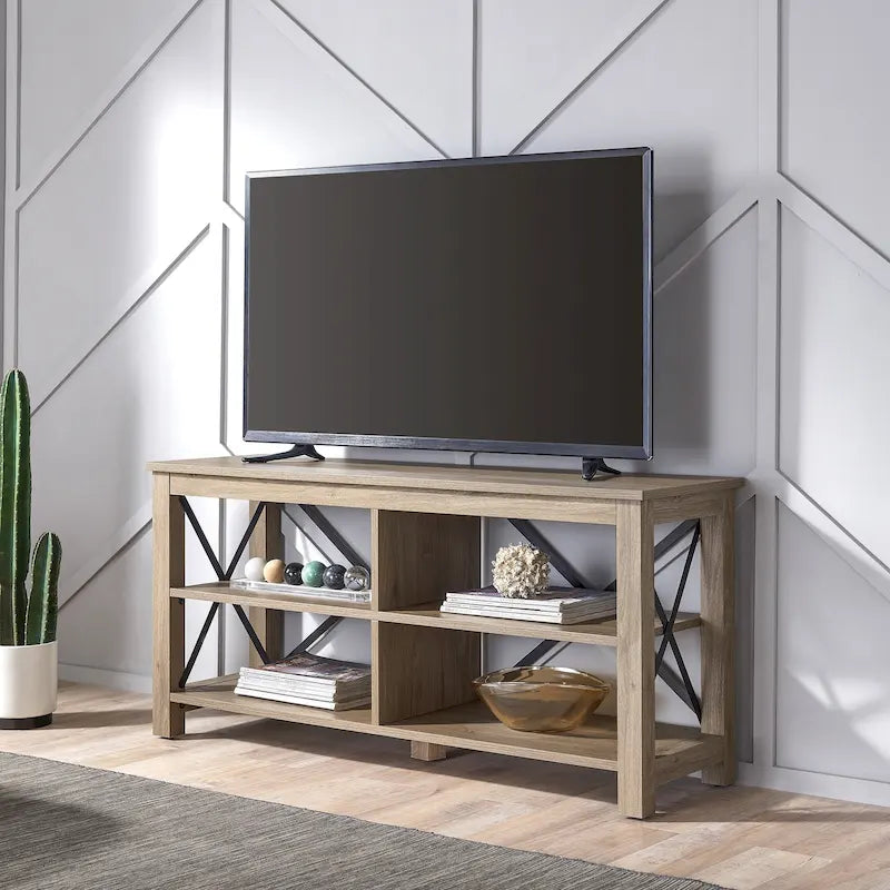 Meuble TV multi-couleurs à cadre en X pour téléviseurs jusqu'à 55 pouces