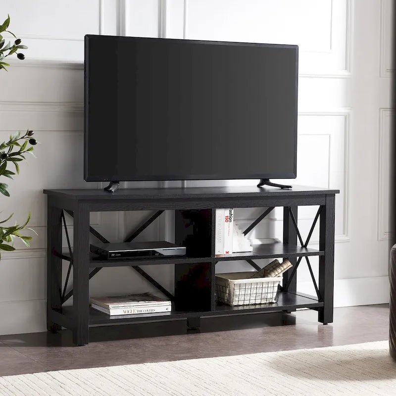 Meuble TV multi-couleurs à cadre en X pour téléviseurs jusqu'à 55 pouces