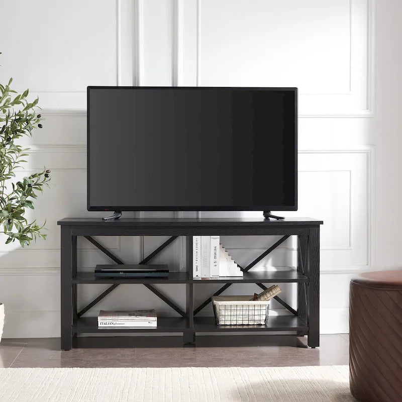 Meuble TV multi-couleurs à cadre en X pour téléviseurs jusqu'à 55 pouces