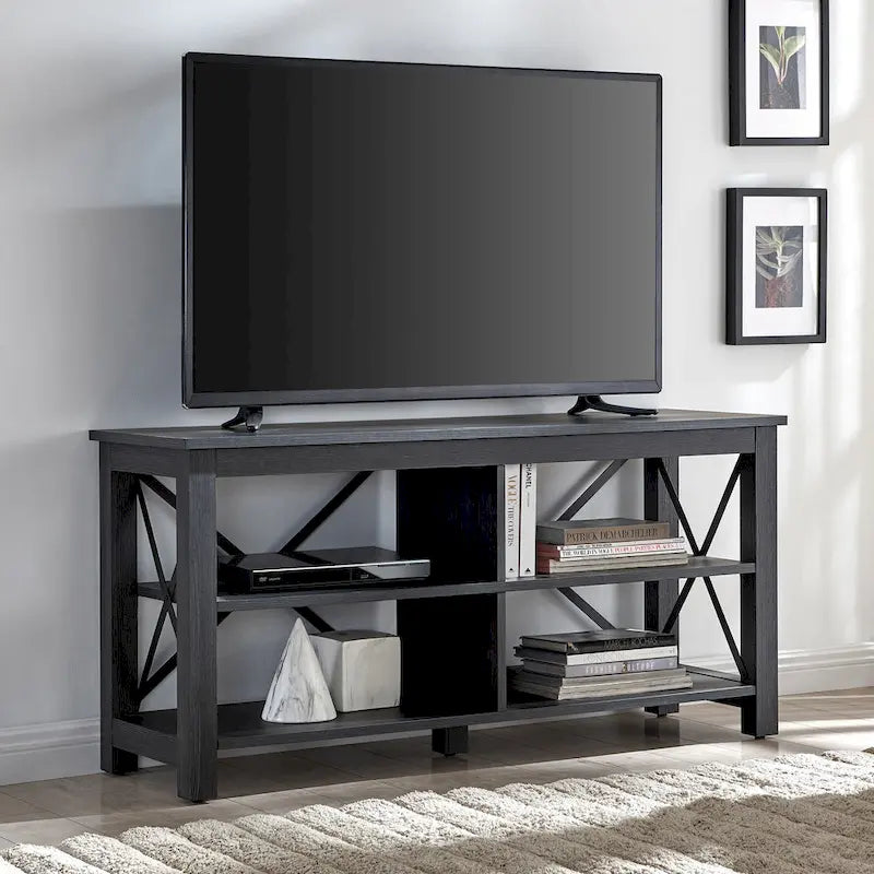 Meuble TV multi-couleurs à cadre en X pour téléviseurs jusqu'à 55 pouces