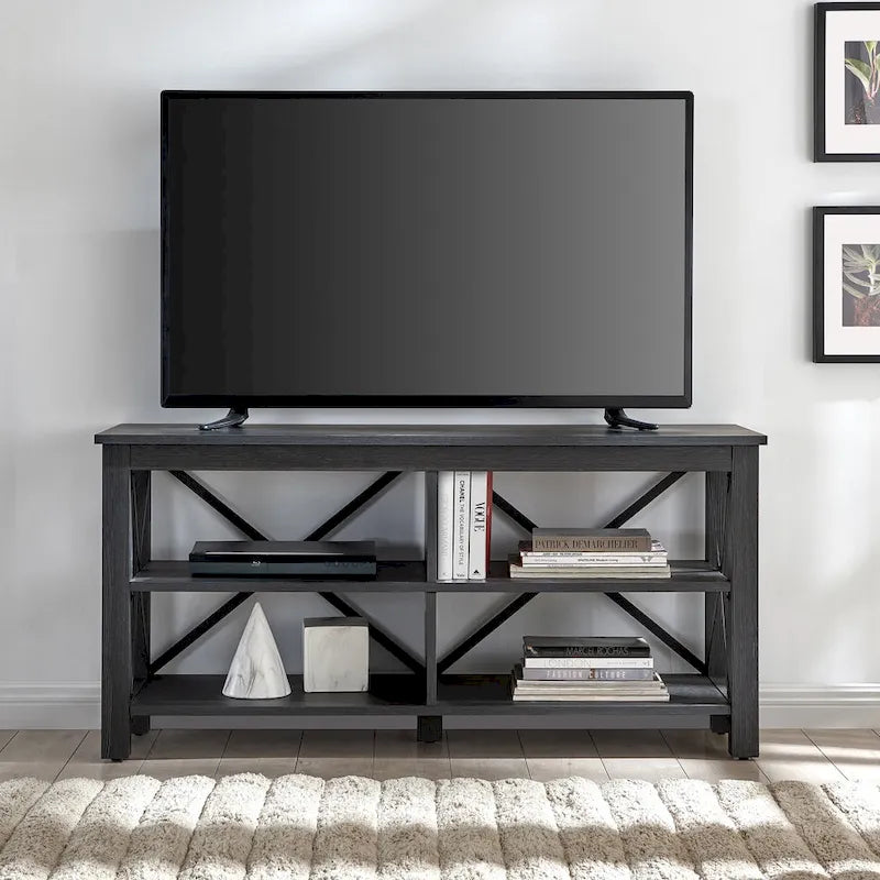 Meuble TV multi-couleurs à cadre en X pour téléviseurs jusqu'à 55 pouces